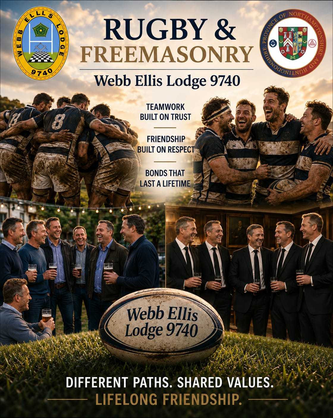 Members of Webb Ellis Lodge wearing rugby ties